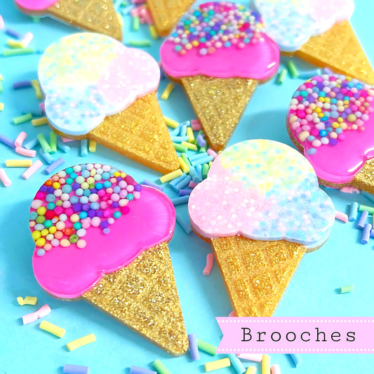WE ALL SCREAM FOR ICE CREAM : Choose your flavour : Handmade Resin BROOCHES