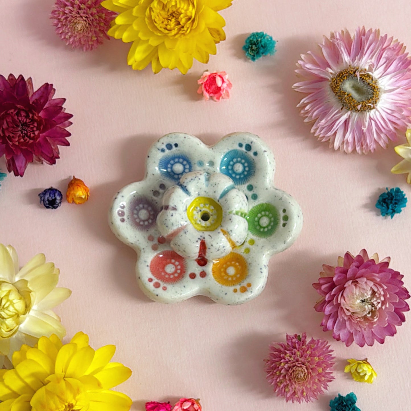 RAINBOW DAYDREAMS : Handmade Ceramic Incense Holder by Jo Kealley