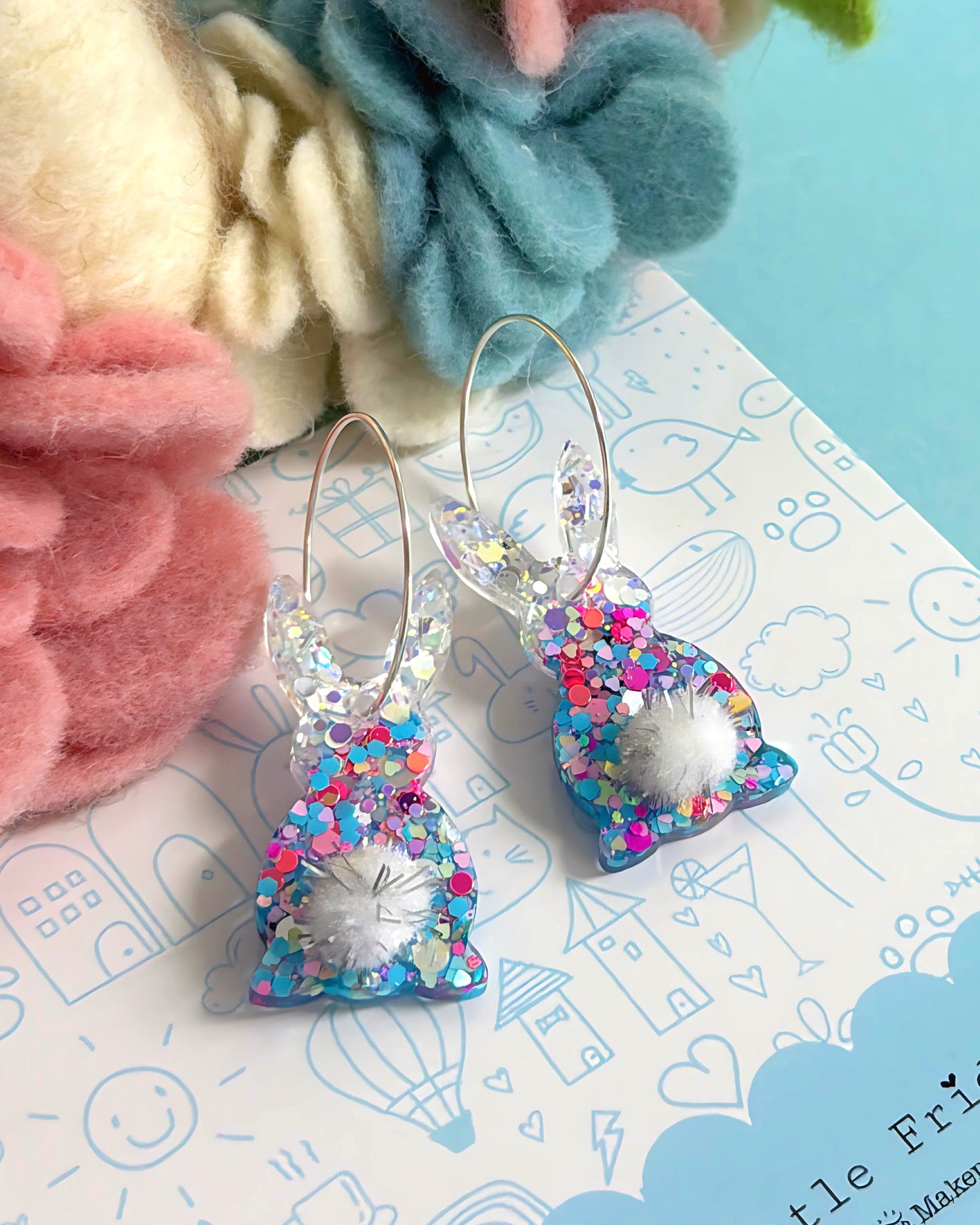 HELLO LITTLE BUNNIES : PASTEL OMBRE : Handmade Resin DROP Earrings