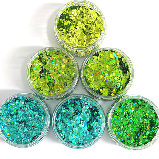 2mm & 3mm HOLOGRAPHIC DISCO DOTS : choose you colour : large black jar : Destash item