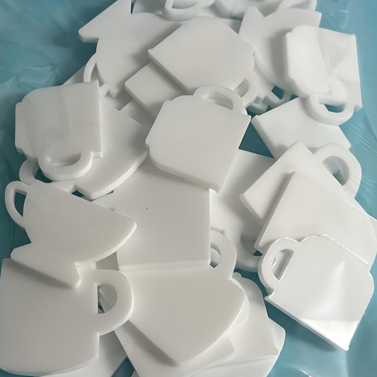 TEACUPS & COFFEE MUGS : stud or drop earring size: 3mm white gloss Acrylic components : Destash item