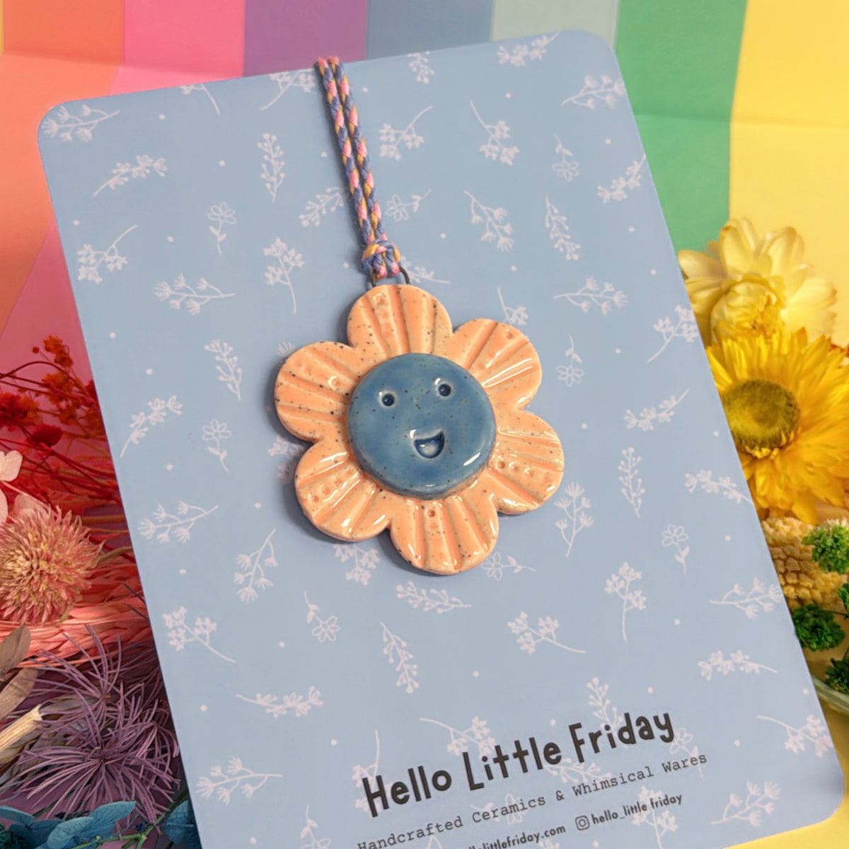 The Orange & Peach WALLFLOWERS ~ choose your design : Handmade Ceramic Wall Art Ornament by Jo Kealley