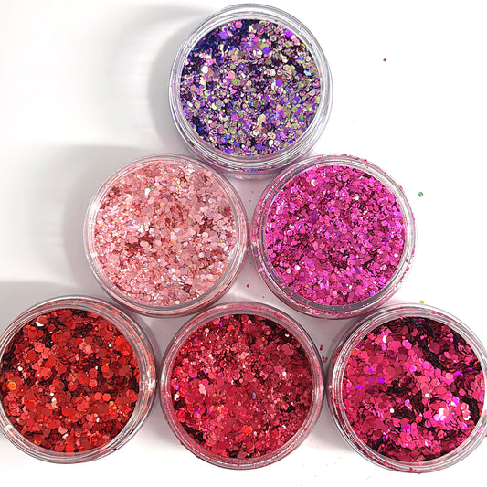 HOLOGRAPHIC DISCO HEX MIX : choose you colour : large black jar : Destash item