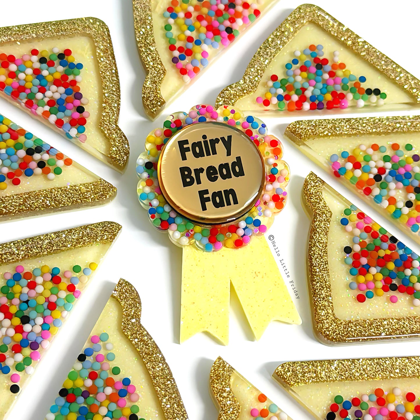 HELLO LITTLE AWARD :  FAIRYBREAD FAN : Handmade Resin & Acrylic BROOCH