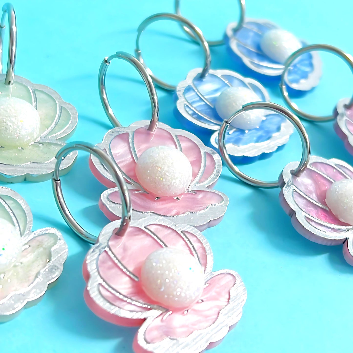 JEWELS OF THE SEA : Choose your colour : Handmade Resin & Acrylic DROP Earnings