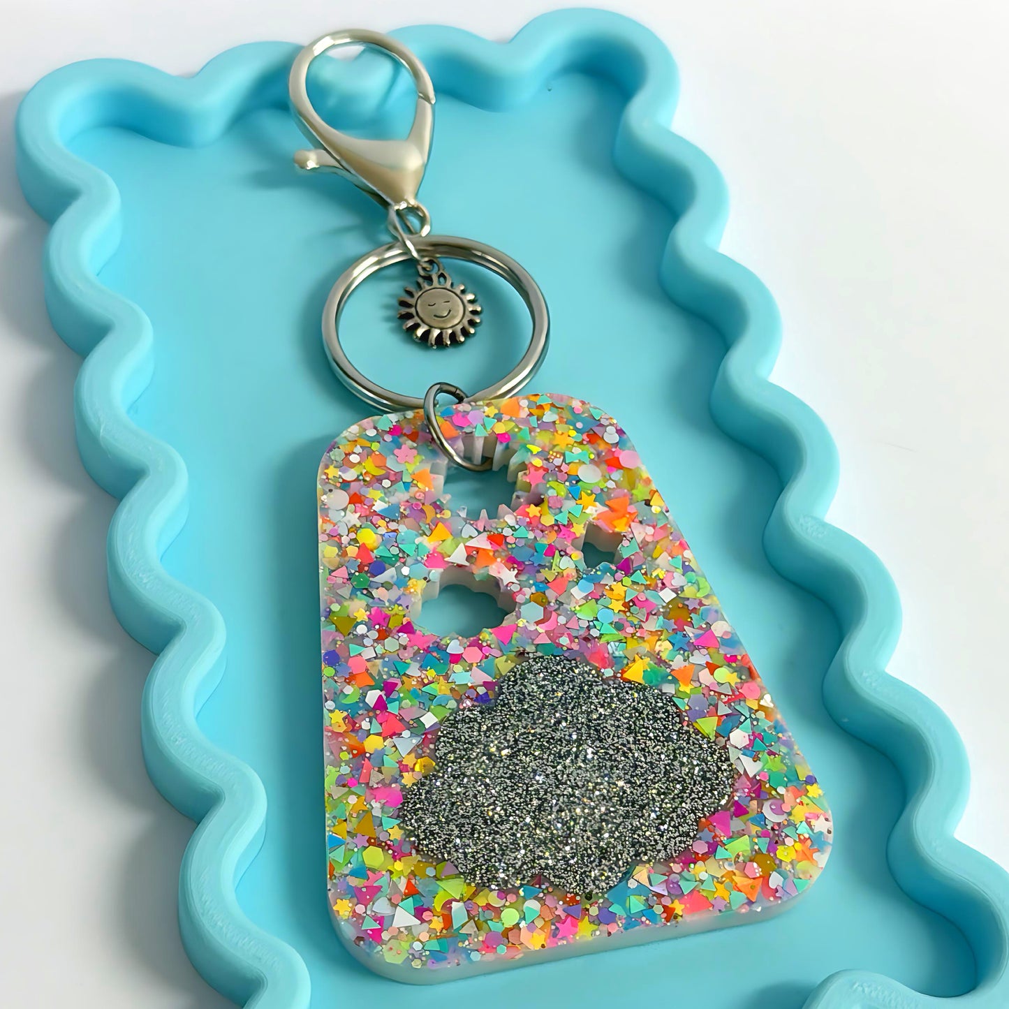 RAINBOW CONFETTI : Handmade Resin KEY CHAIN or BAG CHARM