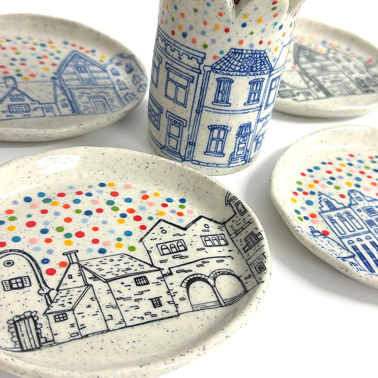 Hello Little RAINBOW CONFETTI DISHES : Handpainted Ceramic Dishes by Jo Kealley