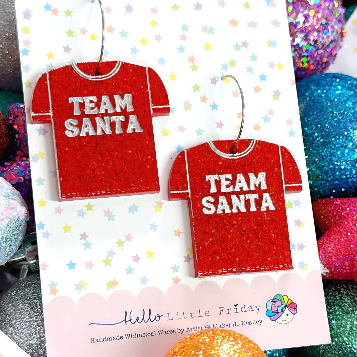 CHRISTMAS TEES : SANTA OR GRINCH : Choose your team : Handmade Acrylic DROP Earrings