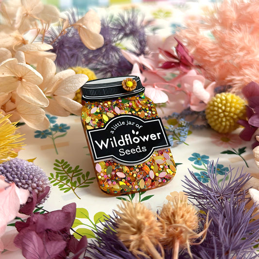 A LITTLE JAR OF : WILDFLOWER SEEDS : Handmade Resin & Acrylic BROOCH