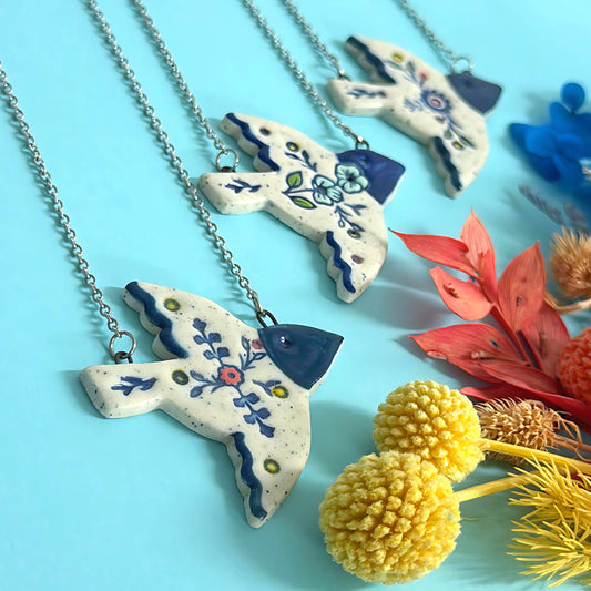 BOTANICA CERAMICA : HELLO LITTLE BLUEBIRD : Pendants : Choose your design : Ceramic Pendants by Jo Kealley