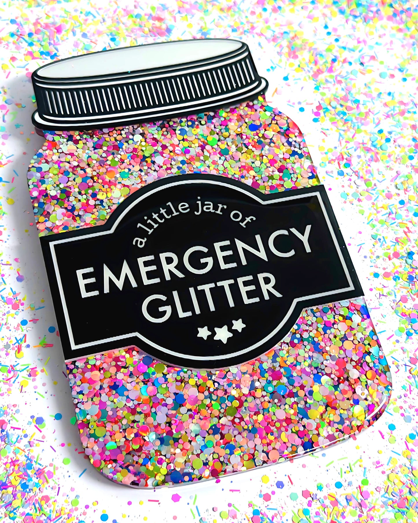 ONE OF A KIND WALL ART A LITTLE JAR OF : EMERGENCY GLITTER : Handmade Resin & Acrylic