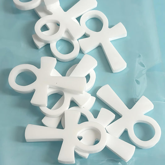 40mm ANKH CROSS : drop earring size: 3mm white gloss Acrylic components : Destash item