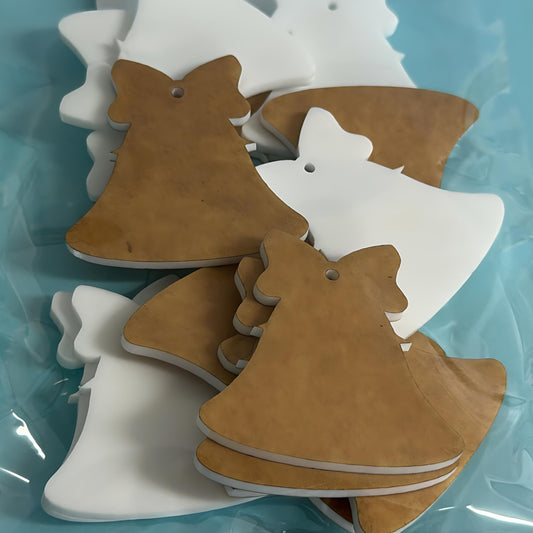 45mm CHRISTMAS BELLS WITH BOWS for drop size earrings : 3mm white gloss Acrylic components : Destash item