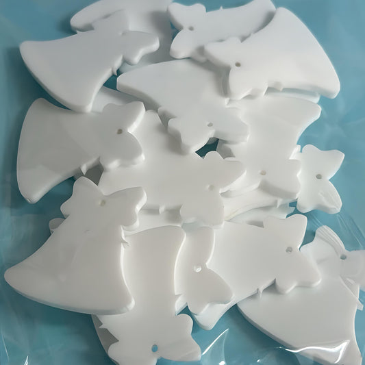35mm CHRISTMAS BELLS WITH BOWS for drop size earrings : 3mm white gloss Acrylic components : Destash item