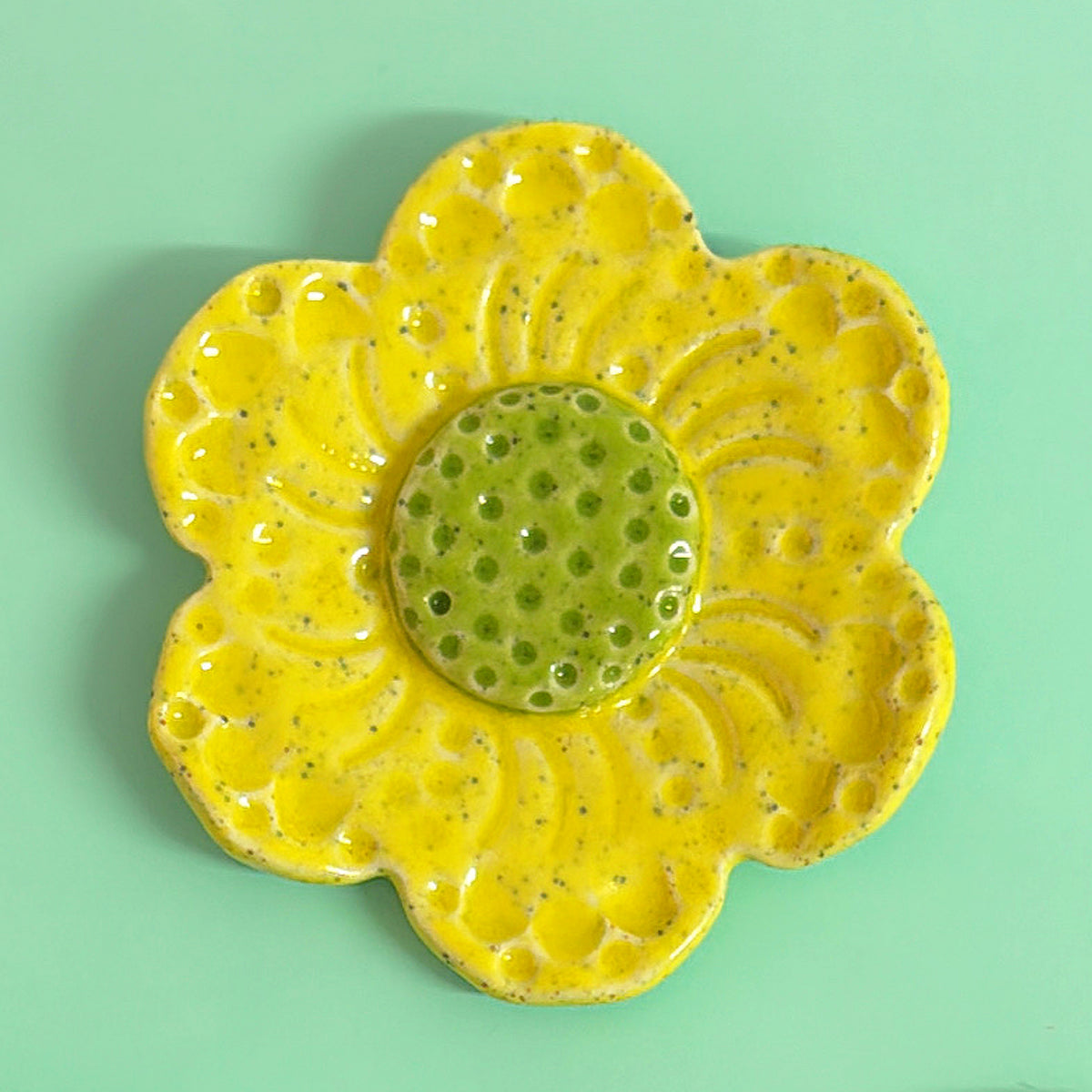 Yellow 💛 Lime 💚 & Teal Green WALLFLOWERS Wall Art : Choose your design : Handmade Ceramic Ornaments by Jo Kealley