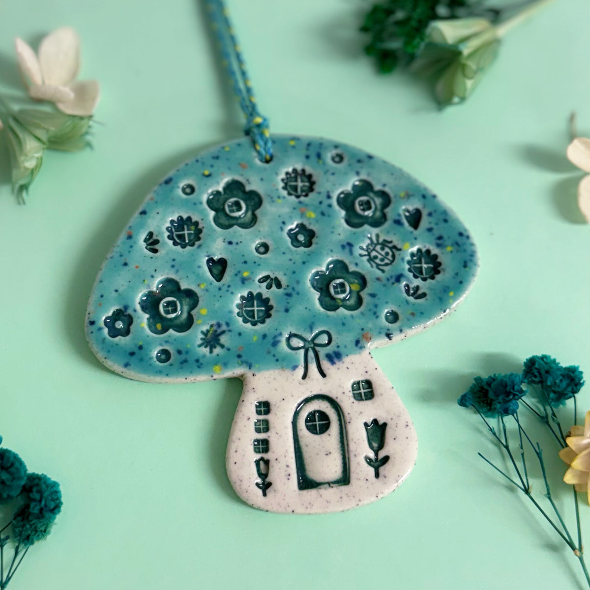 Toadstool Home :  One of a kind Handmade Ceramic Wall Art by Jo Kealley