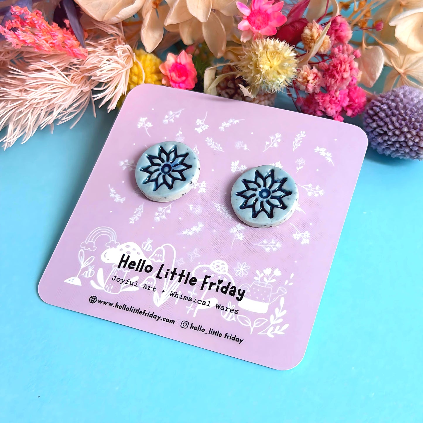 BOTANICA CERAMICA STUDS : Starflowers : Handmade Ceramic STUD Earrings by Jo Kealley