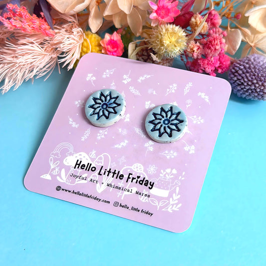 BOTANICA CERAMICA STUDS : Starflowers : Handmade Ceramic STUD Earrings by Jo Kealley