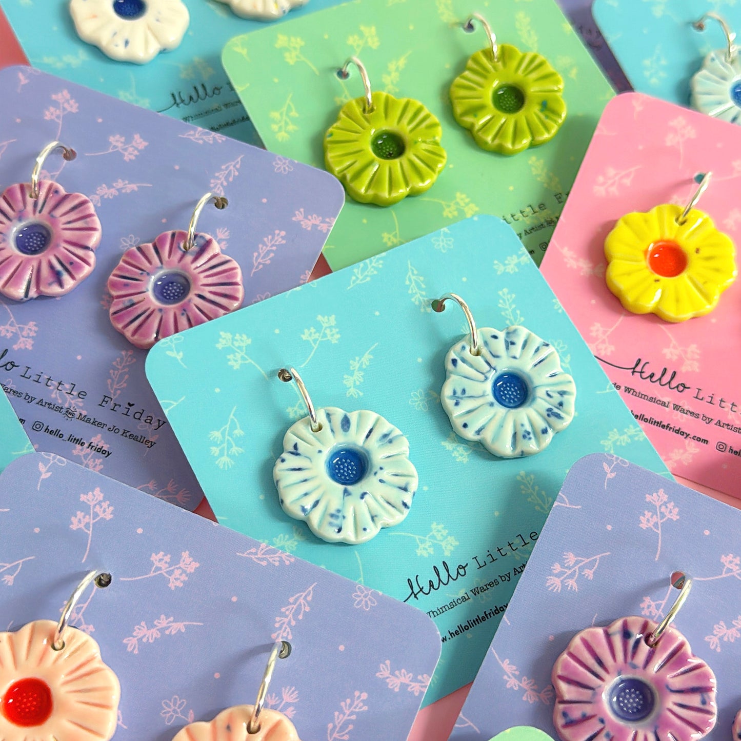 PRIMROSES in the SPRING ~ Choose your colour : PORCELAIN Drop Earrings by Jo Kealley