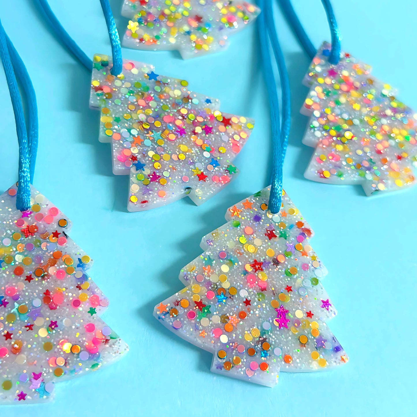 CHRISTMAS TREE : RAINBOW STARDUST : Handmade Resin Tree Ornaments