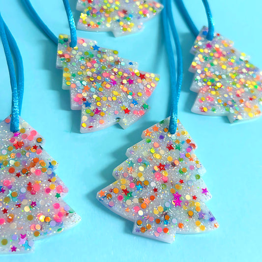 CHRISTMAS TREE : RAINBOW STARDUST : Handmade Resin Tree Ornaments