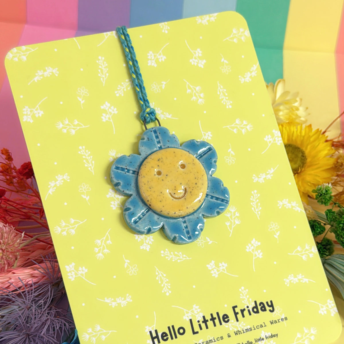 The Turquoise WALLFLOWERS ~ choose your design : Handmade Ceramic Wall Art Ornament by Jo Kealley
