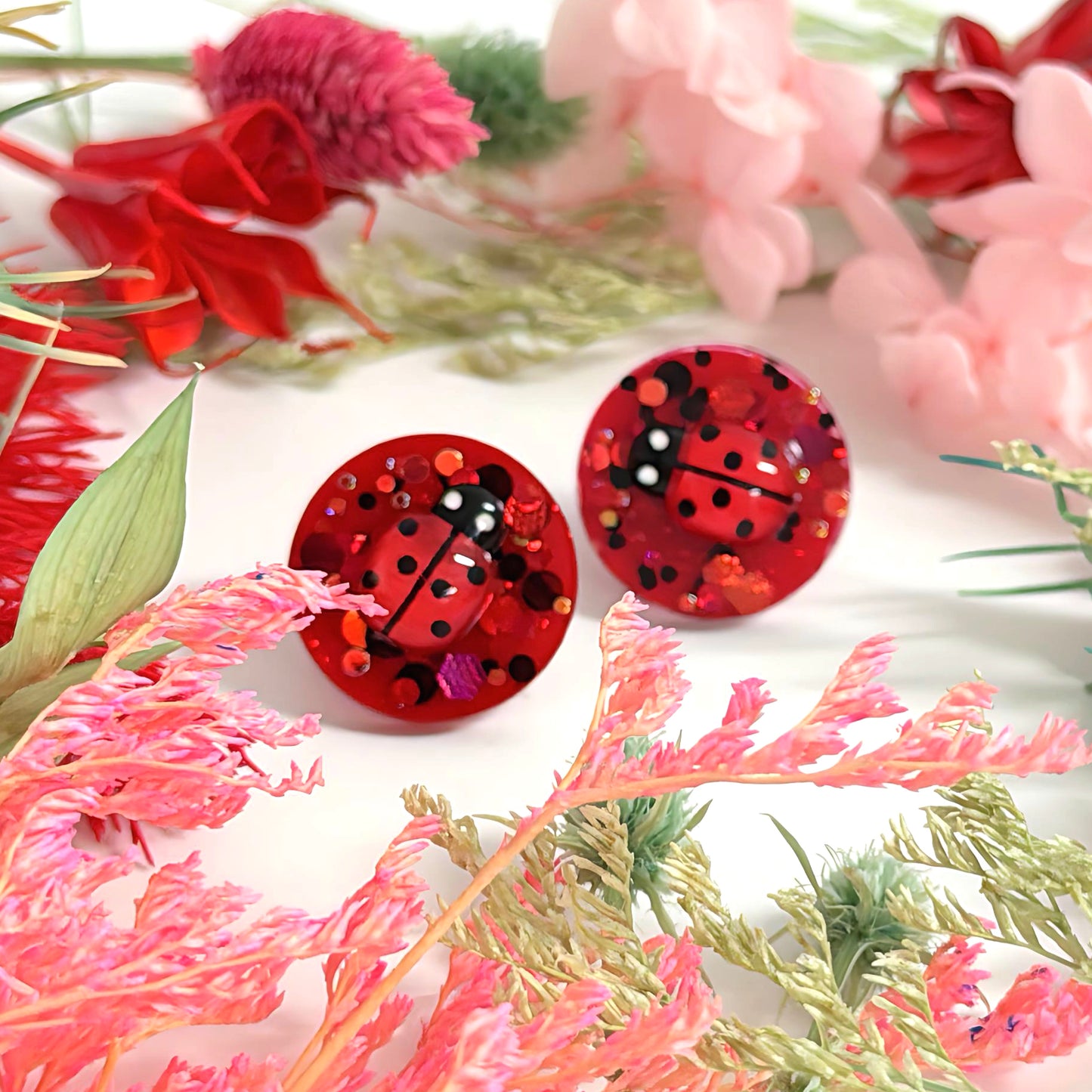 A LITTLE JAR OF : LADYBUG LOVE : Handmade Resin & Acrylic BROOCH