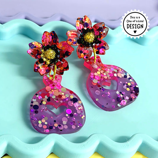 One of a Kind : BEAUTIFULBOUQUET : Handmade Resin DROP Earrings