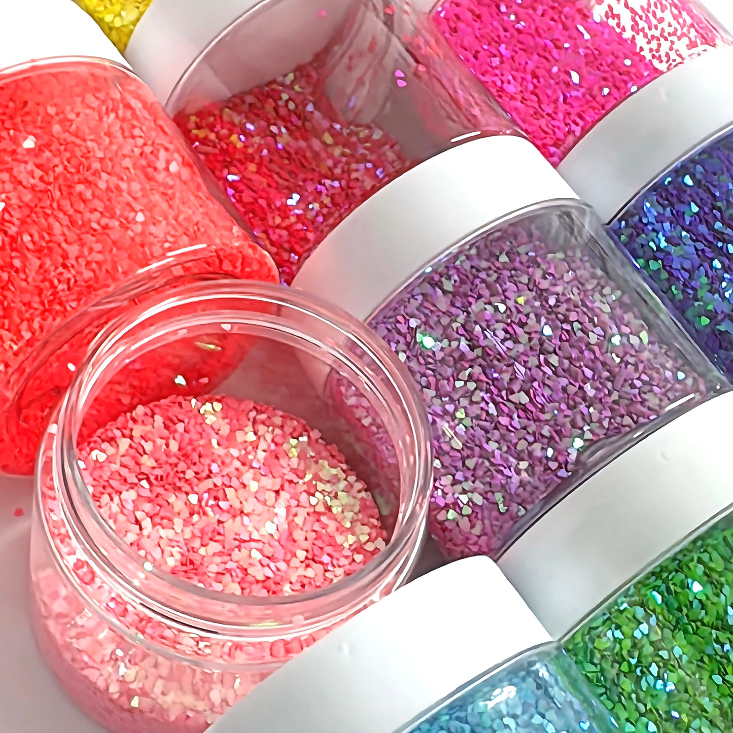 TINY HEARTS : Colour-shift Holographic Glitter : choose your colour : medium white jar : Destash item