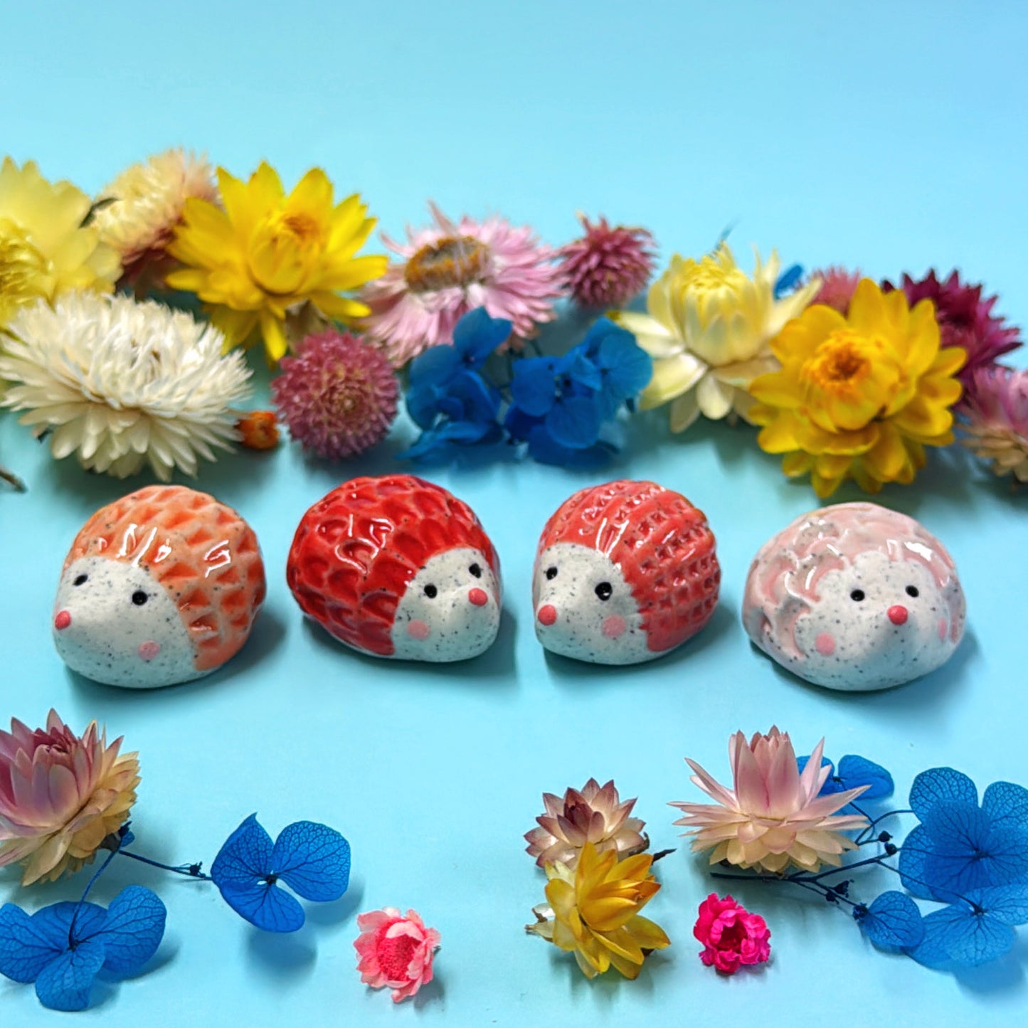 Hello Little HEDGEHOGS : Choose your colour : Handmade Ceramic Whimsies by Jo Kealley