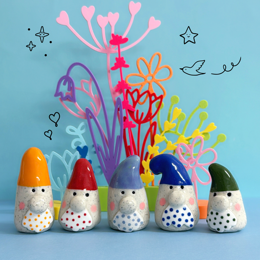 Hello Little GNOMES : Choose your colour : Handmade Ceramic Whimsies by Jo Kealley