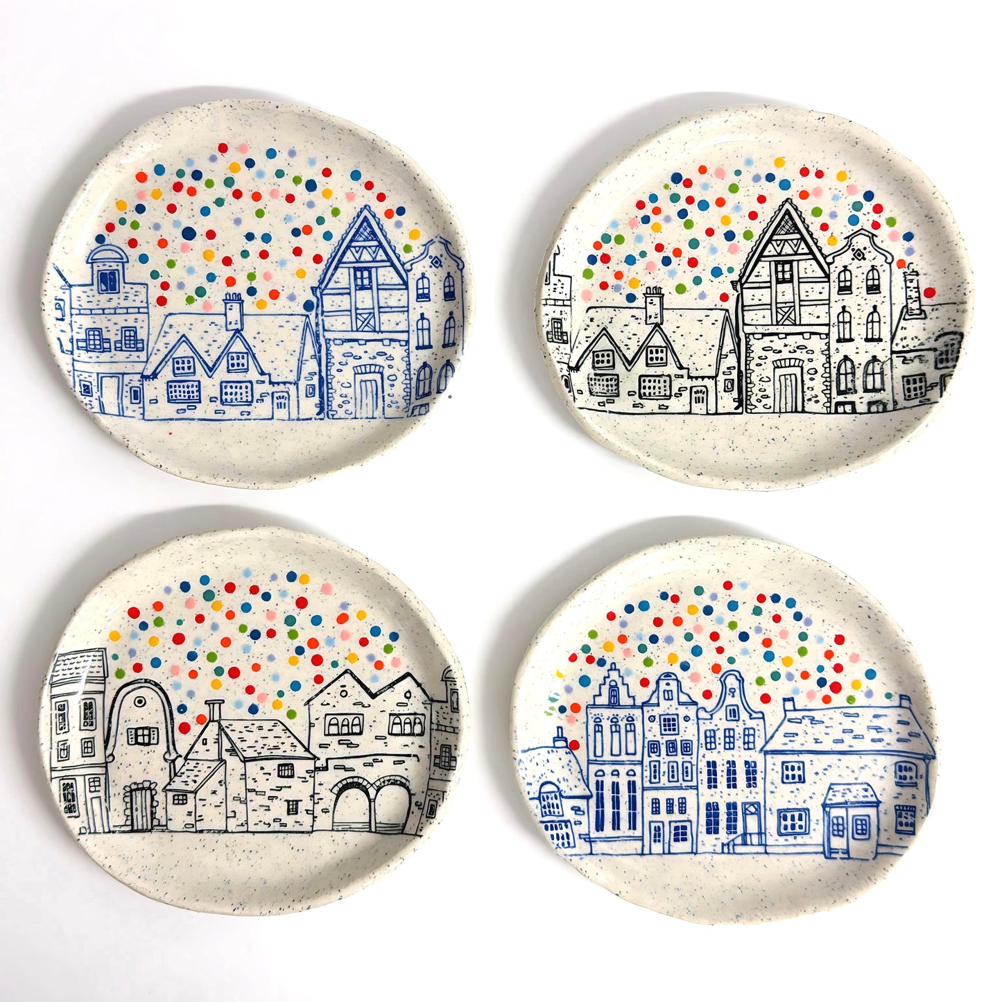 Hello Little RAINBOW CONFETTI DISHES : Handpainted Ceramic Dishes by Jo Kealley