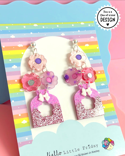 ONE OF A KIND : BEAUTIFUL BOUQUETS : Handmade Acrylic & Resin DROP Earrings