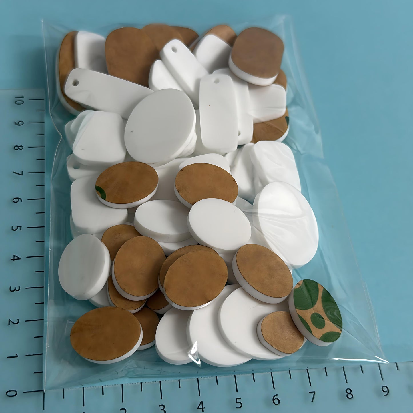 ASSORTED SHAPES oval tabs etc for stud earring size : 3mm white gloss Acrylic components : Destash item