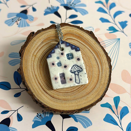 Hello Little HOMES 11 : Handpainted One of a kind : Ceramic Home Pendants by Jo Kealley