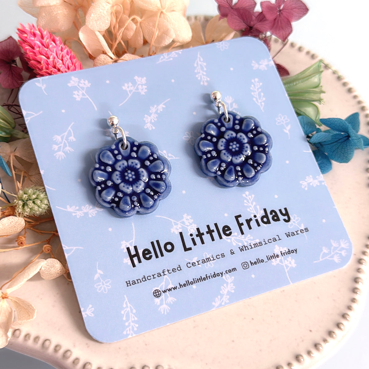 DAISY DOILIES : Choose your colour ~ PORCELAIN Drop Earrings Handmade by Jo Kealley
