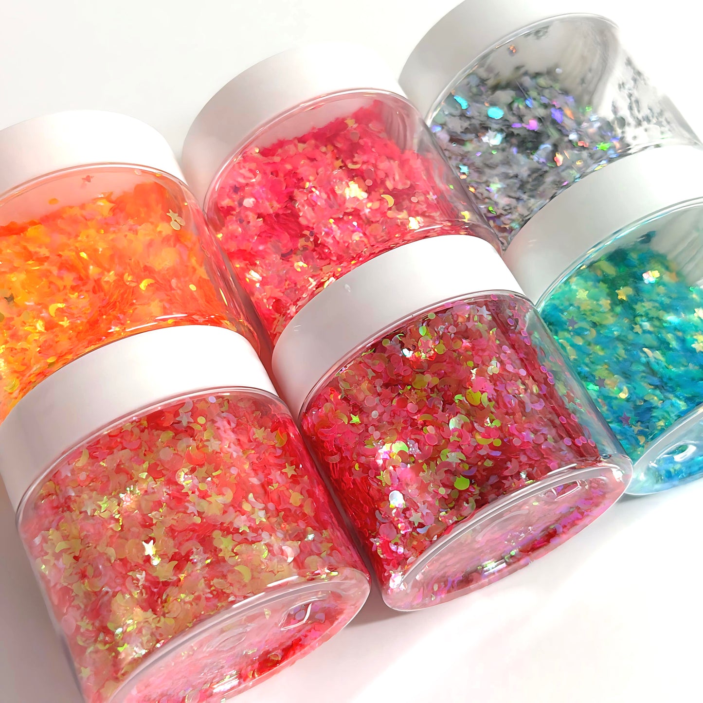 CELESTIAL SUN MOON STARS : Colour-shift Holographic Glitter : choose your colour : medium white jar : Destash item