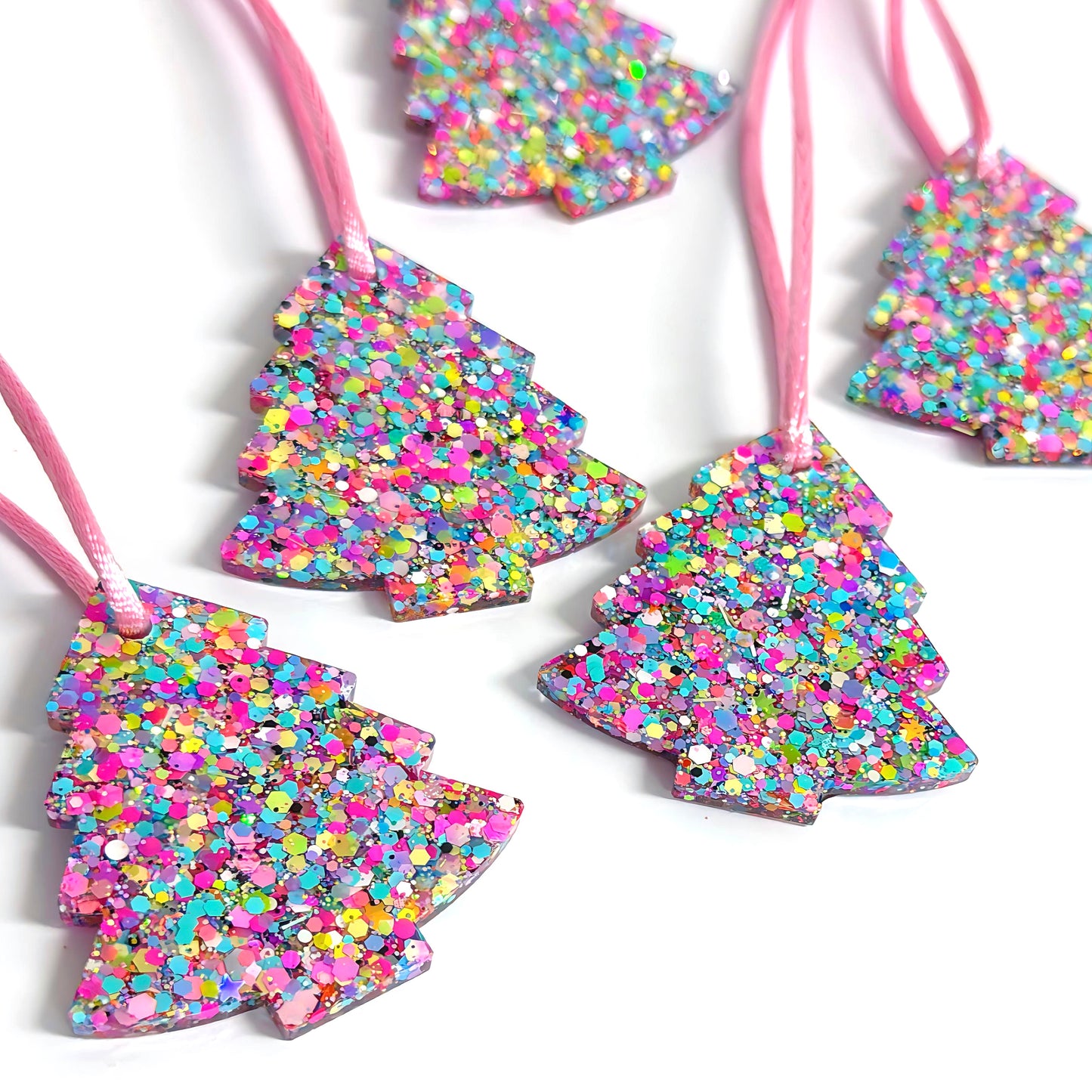 CHRISTMAS TREE : RAINBOW CONFETTI : Handmade Resin Tree Ornaments