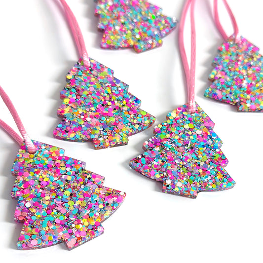 CHRISTMAS TREE : RAINBOW CONFETTI : Handmade Resin Tree Ornaments