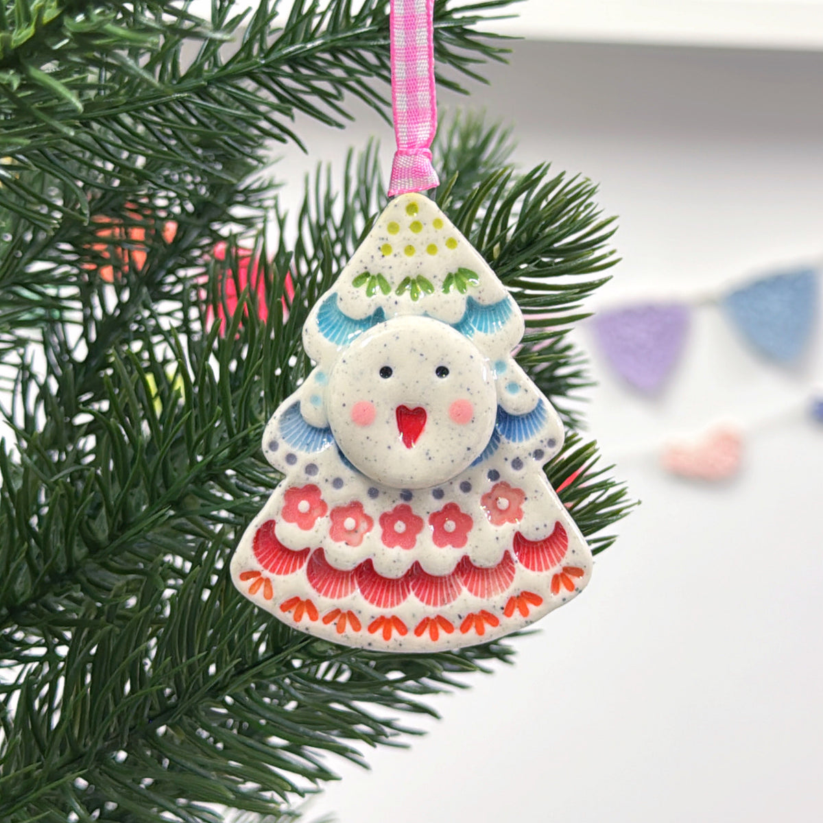 The Happiest Rainbow Tree ~ Choose your design : Medium Handmade Ceramic Christmas Ornaments  by Jo Kealley