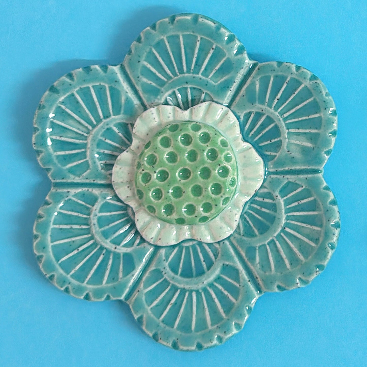 Mint Green 💚 & Teal WALLFLOWERS Wall Art : Choose your design : Handmade Ceramic Ornaments by Jo Kealley