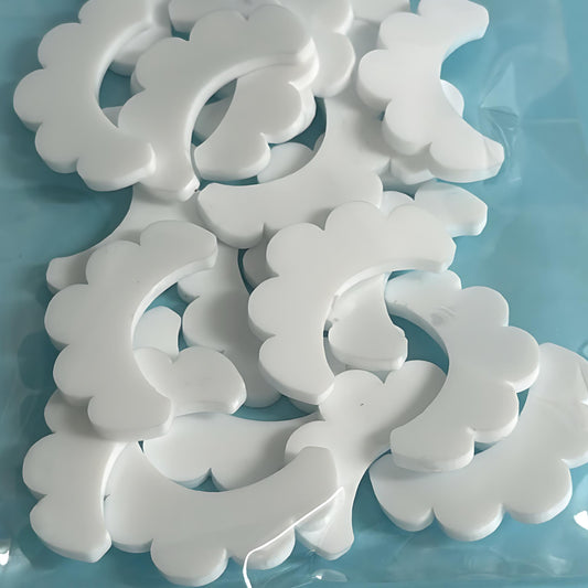 34mm SCALLOPED FRILL RAINBOWS : 3mm white gloss Acrylic components : Destash item