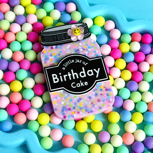 A LITTLE JAR OF : BIRTHDAY CAKE : Handmade Resin & Acrylic BROOCH