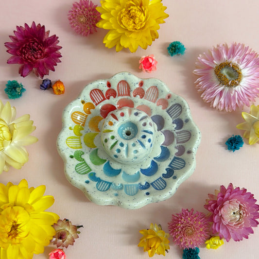 RAINBOW DAYDREAMS : Handmade Ceramic Incense Holder by Jo Kealley