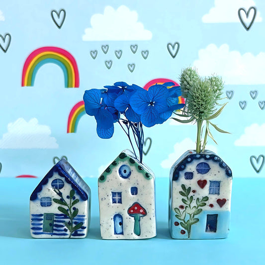 Hello Little HOMES 10 : Choose your design : Handpainted Ceramic Vases & Sculptures by Jo Kealley
