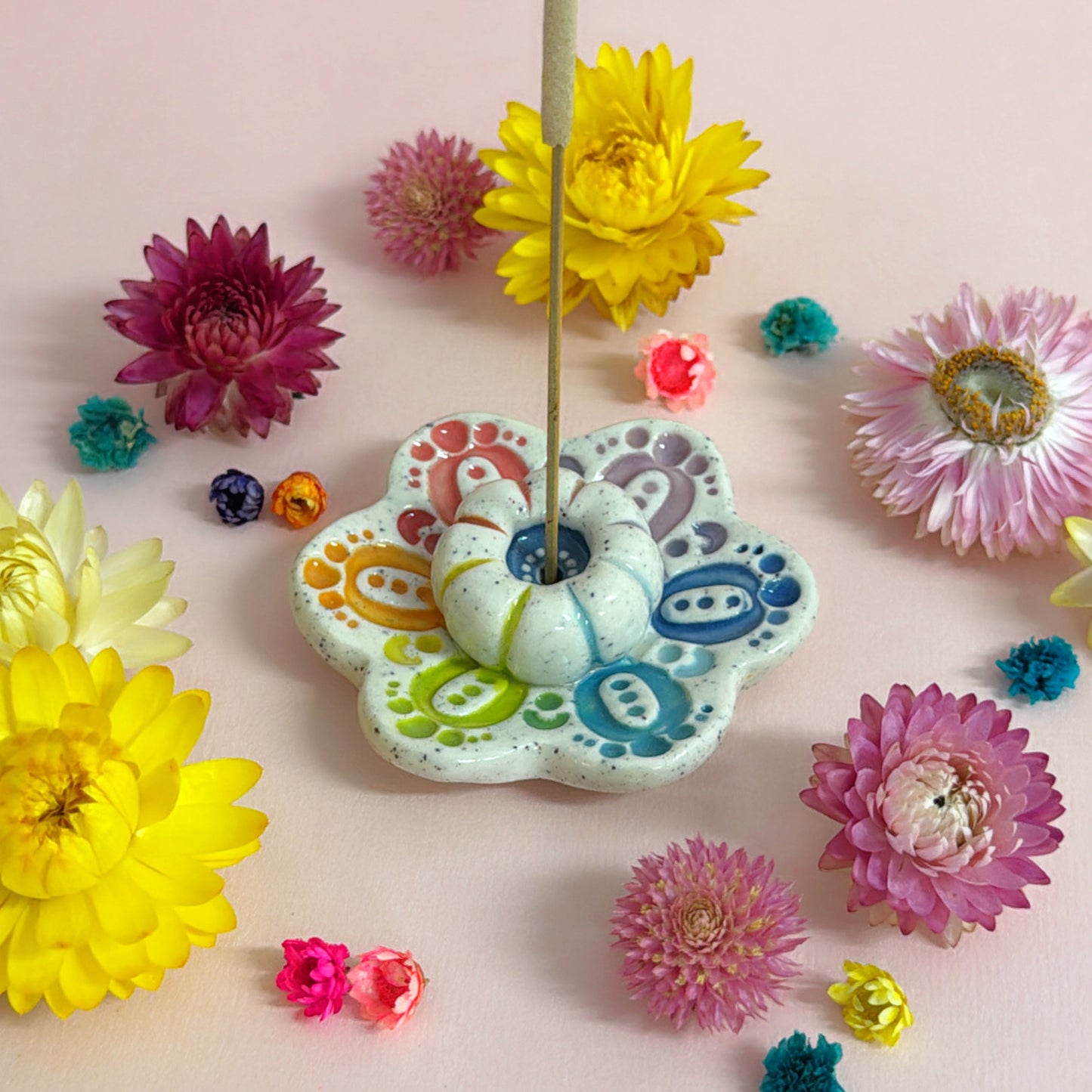 RAINBOW DAYDREAMS : Handmade Ceramic Incense Holder by Jo Kealley