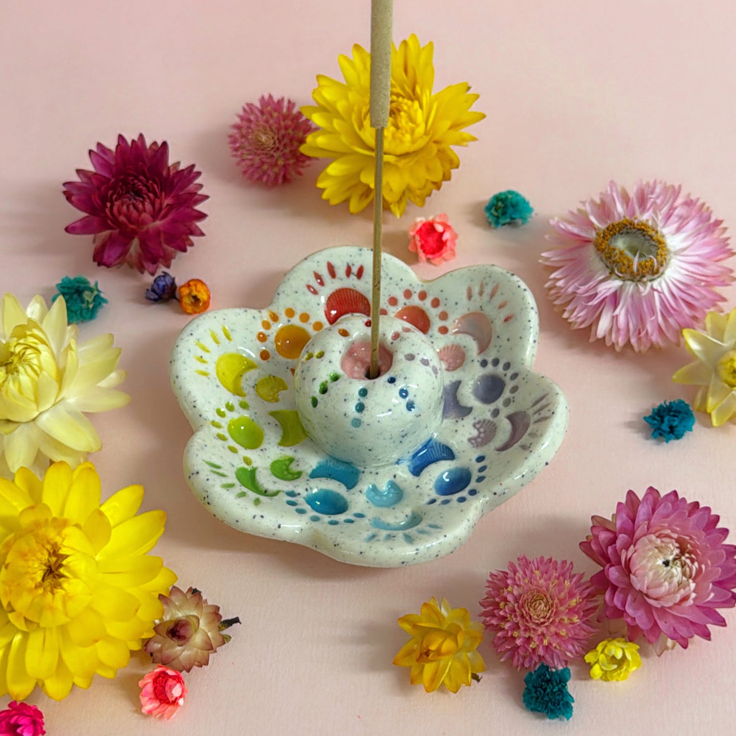 RAINBOW DAYDREAMS : Handmade Ceramic Incense Holder by Jo Kealley