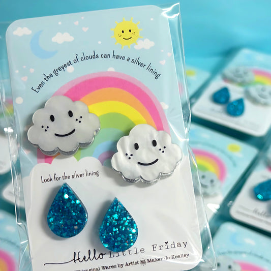 EVERY CLOUD HAS A SILVER LINING: SET : Handmade Resin & Acrylic STUD Earring SET