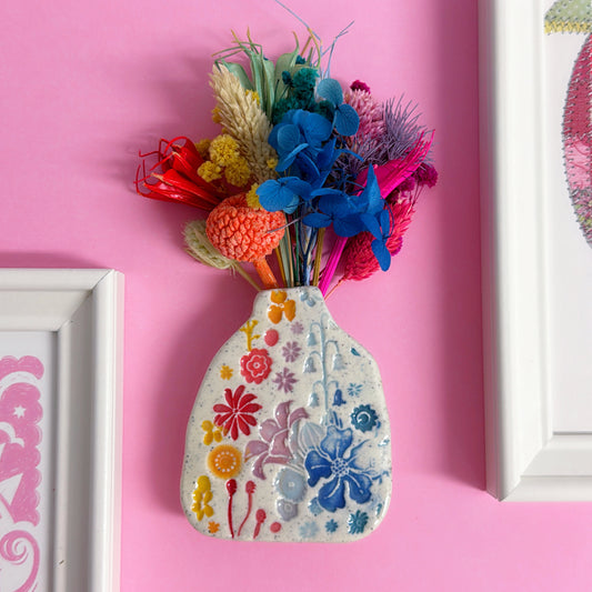 BOTANICA CERAMICA Rainbow Handmade Ceramic Wall Vase by Jo Kealley