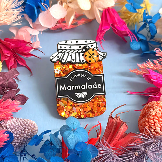 A LITTLE JAR OF : MARMALADE : Handmade Resin & Acrylic BROOCH